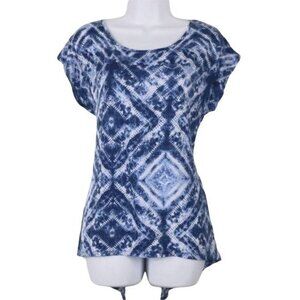 Bobbie Brooks Women's Blue & white tie dye shirt with crochet lace M